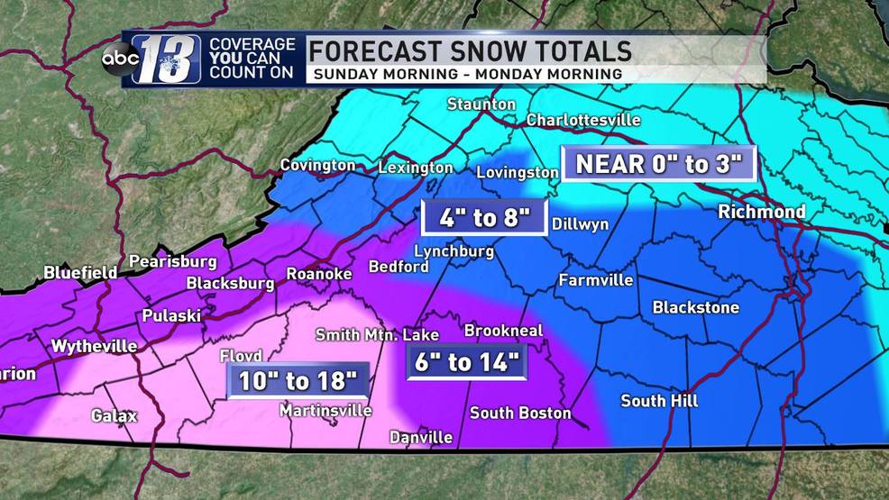 Winter Storm Warning for Lynchburg, most of ABC13 area WSET