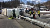 Crews working to remove rolled over tractor trailer near Rexford Bridge.