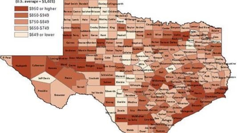 Map shows average wages by county in Texas WOAI