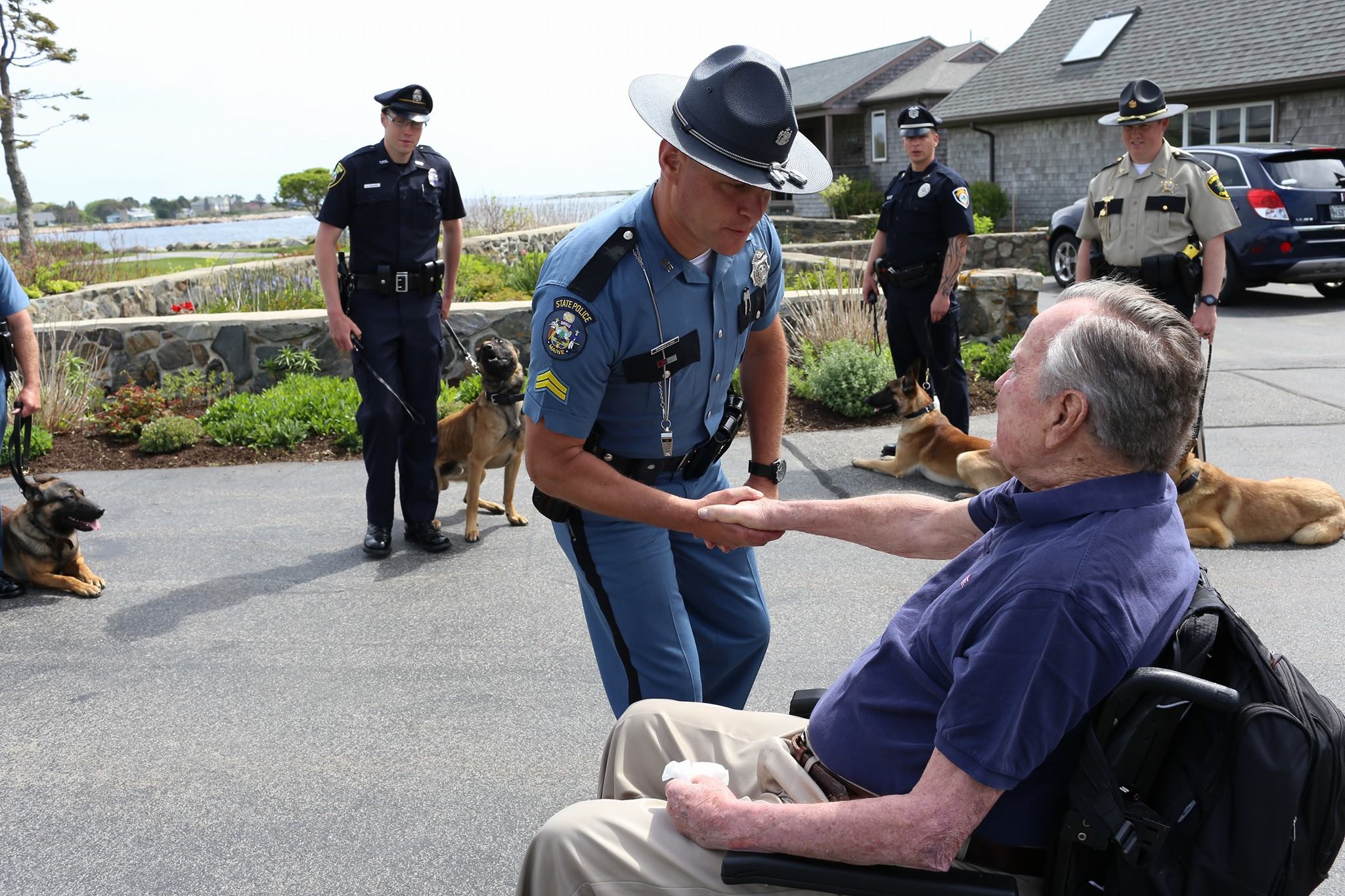 Former president Bush meets next class of Maine police K9s WGME