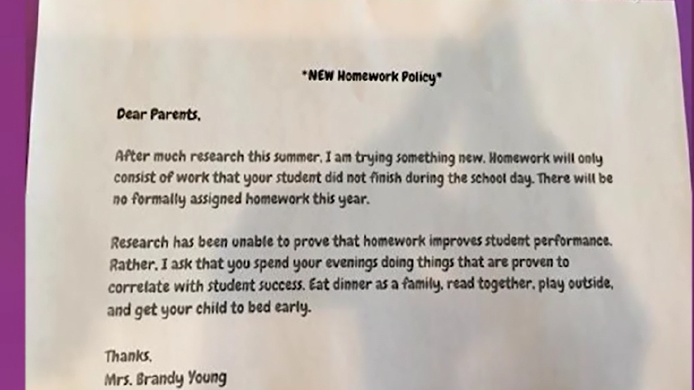 Texas Teacher Declares No Homework All Year Wjla